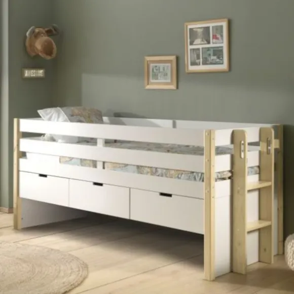 Vipack Margit Kajuitbed Met Lades White 90 x 200 cm