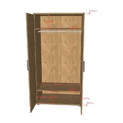 Vipack Sam 2-Deurs Kledingkast - Eik