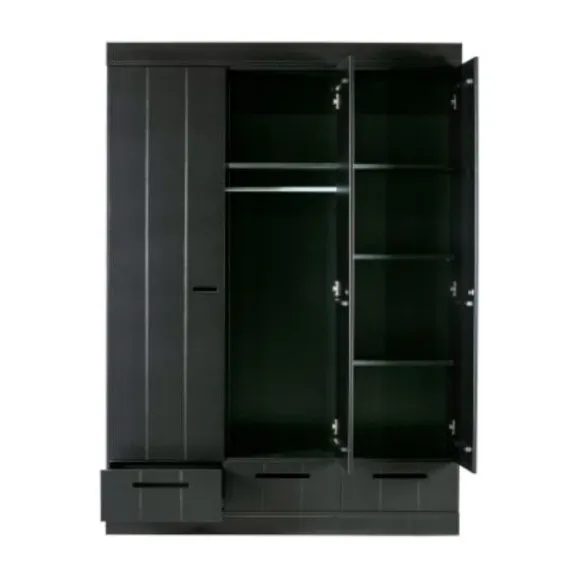 Woood Connect Kast 3-Deurs Met Lade Zwart