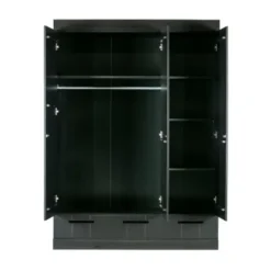 Woood Connect Kast 3-Deurs Met Lade Zwart