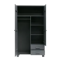 Woood Dennis Kledingkast + Laden Steel Grey 2-Deurs