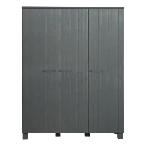 Woood Dennis Kledingkast Betongrijs 3-Deurs