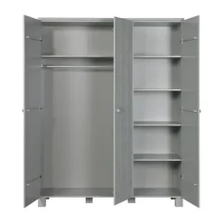 Woood Dennis Kledingkast Betongrijs 3-Deurs