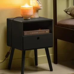 Woood Nachtkastje - Ozzy - Hout Warm Groen