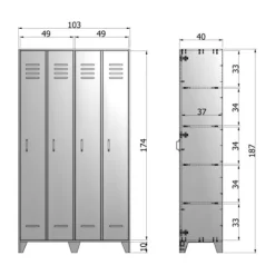 Woood Stijn Lockerkast Grijs 2-Deurs